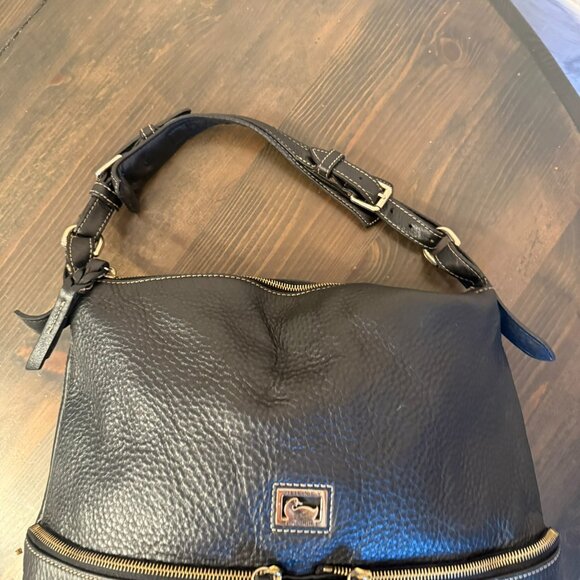 DOONEY & BOURKE  Zipper Pocket Sac Pebbled Black Purse Shoulder Bag - Picture 4 of 13